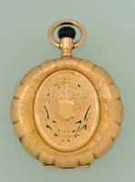 Arany (Au) 14 K Remontoir zsebóra, másodpercmutatóval, javításra szorul, jelzett, számozott, d: 3,2 ...