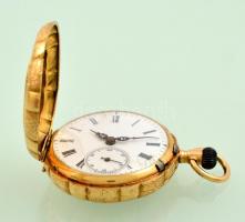 Arany (Au) 14 K Remontoir zsebóra, másodpercmutatóval, javításra szorul, jelzett, számozott, d: 3,2 ...