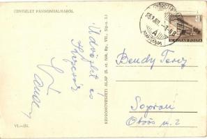 Pannonhalma, Győrszentmárton; Apátság, látkép + 1953 Győrszentmárton bélyegző (EB)