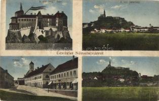 Németújvár, Güssing; A vár 1457-ben, a vár jelenleg, Fő tér, látkép / the castle in 1457 and the castle now, main square, general view (EK)