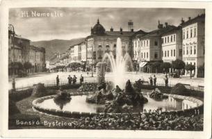 1930 Besztercebánya, Banská Bystrica; főtér, szökőkút / main square, fountain, photo