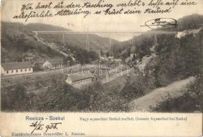 1906 Resica-Székul, Resita-Secu; Nagy aquaeduct (iparvasút a szén szállítására) Szekul mellett / industrial railway bridge