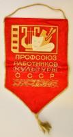 Retró szovjet asztali zászló (Profsoyuz rabotnikov kulturi SSSR), 37×21 cm