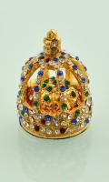 XIV. Lajos koronája miniatűr, díszdobozban, leírással