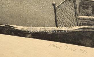 Kéri Imre (1945- ): Téli vasárnap, rézkarc, papír, jelzett, 29×39 cm