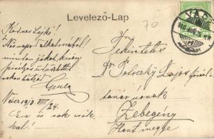 1910 Vác, Evangélikus templom, Duna part, Polgári leányiskola, Vasútállomás. Art Nouveau, floral, hö...