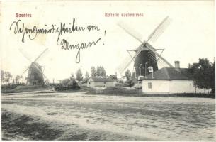 1908 Szentes, Kültelki szélmalmok, szélmalom. Kiadja Rázsó Manó (fl)