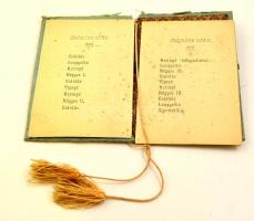 1890 Táncrend aranyozott selyem borításal 6,5x9 cm
