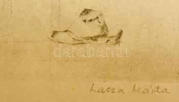 Lacza Márta (1946- ): Szegénység. Rézkarc, papír, jelzett, 16×14,5 cm