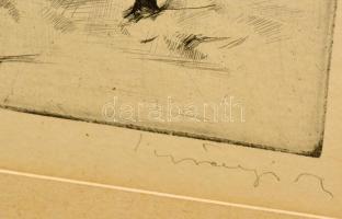 Surányi Nándor (?-): Dömösi hegyek. Rézkarc, karton, jelzett, 20×29 cm