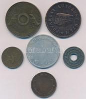 Vegyes: 6db-os bárca és zseton tétel, közte ~1946. 50Ft Br "BSZKRT / Budapest Székesfővárosi Kö...