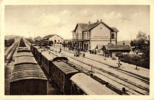 Komárom, Komárno; Újkomáromi vasútállomás, szerelvények, vonatok. L. H. K. 106. / Nové Komárno Nadrazie / Bahnhof / railway station, wagons, trains (EK)