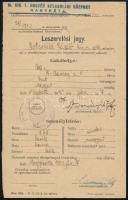 1943 Leszerelési jegy munkaszolgálatos részére.