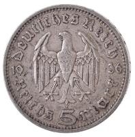 Német Harmadik Birodalom 1936A 5M Ag "Hindenburg" T:2 German Third Reich 1936A 5 Mark Ag &...
