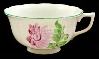 Herendi porcelán virágmintás (Tertia) teás csésze, kézzel festett, jelzett, hibátlan, d: 11 cm