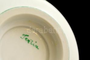 Herendi porcelán virágmintás (Tertia) teás csésze, kézzel festett, jelzett, hibátlan, d: 11 cm