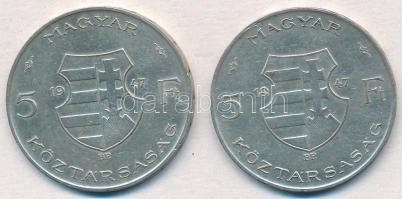 1947. 5Ft Ag "Kossuth" (2x) T:2,2-