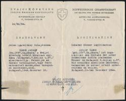 1944 Svájci követség menlevele (Schutzpass) magyar zsidó személy részére / Swiss conuslate Schutzpass, protective document for Hungarian Jew