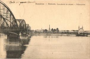 Komárom, Komárno; Duna részlet és a rakpart, híd. L. H. Pannonia / Donau / Danube bridge, quay (EK)