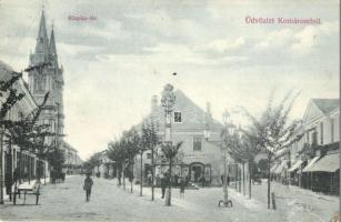 1909 Komárom, Komárno; Klapka tér, Horváth József üzlete, Szentháromság szobor. Kiadja Czike Dénes / square, shops, Trinity statue (EB)