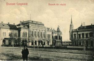 1909 Cegléd, Kossuth tér, Városháza, üzlet, Szentháromság szobor. W. L. Bp. 47.