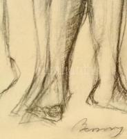 Barcsay jelzéssel: Női alakok. Szén, papír, üvegezett keretben, 40×52 cm