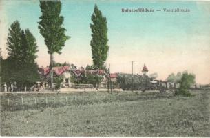 Balatonföldvár, Vasútállomás, gőzmozdony. Kiadja Gerendás Gyula