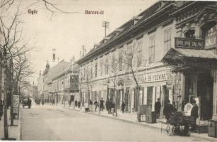 1911 Győr, Baross út, Hotel Royal szálloda, Schlesinger és Podvinecz, Kováts Dezső, Perl Dávid üzlete. Kiadja Herman Izidor 920. (gyűrődés / crease)