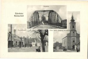 Halászi, Duna híd, Posta hivatal, Római katolikus templom és iskola. Steegmüller fényirda 145.