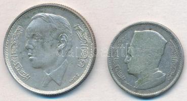 Marokkó 1960. 1D Ag V. Mohammed + 1965. 5D Ag II. al-Hassan T:2-3 Morocco 1960. 1 Dirham Ag Mohammed V + 1965. 5 Dirhams Ag al-Hassan II C:XF-F Krause Y#55, Y#57