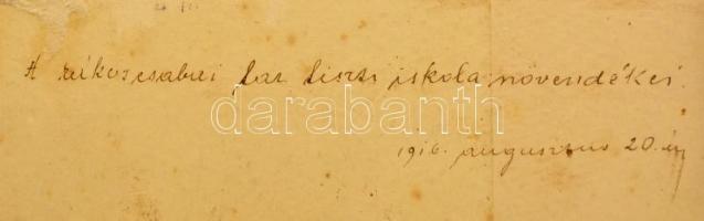 1916 A rákoscsabai magyar királyi honvéd tartalékos tiszti iskola növendékei, csoportkép, kartonra r...