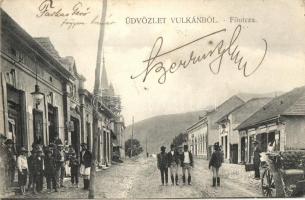 1908 Vulkán, Zsivadejvulkán, Vulcan; Fő utca, Hermann Izidor üzlete. Kiadja Joánovits János / main street, shops (EK)