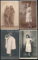 cca 1930-1940 Női divat a 30-as években, 4 db fotólap, 14x9 cm