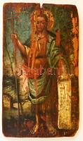 1835 Jelzés nélkül: Krisztus ikon. Festett fa tábla, sérült, 17,5×10,5 cm