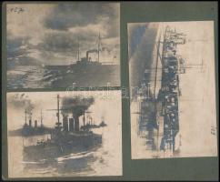 cca 1910-1920 Hadihajók, 6 db fotó albumlapra ragasztva, 11×8 cm