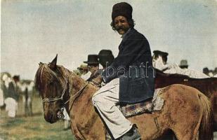 Zigeuner / Cigány férfi lovon, folklór / Gypsy folklore, man on horse. Römmler & Jonas