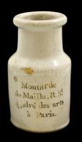 cca 1900 Antik Maille mustáros palack, mázas kerámia, sérült, Moutarde de Maille, R.S. André de arts á Paris felirattal