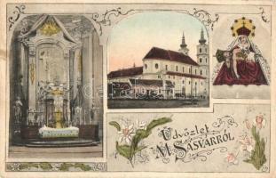 1914 Sasvár, Sastín, Mária Sasvár, Maria-Schlossberg; templom, belső, kegykép / church, interior, icon. Floral (EK)