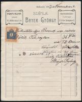 Divatáruval kapcsolatos 4 db szórólap és számla (Haas Lipót, Kriszháber Leó, Braun Mór, Bayer György...