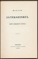 Széchényi István: Magyar játékszínrűl. Bp., 1984, Állami Könyvterjesztő Vállalat. Kiadói kartonált p...