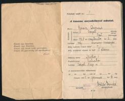 1943-1946 Iskolai ellenőrző + postatakarékpénztári betétkönyv