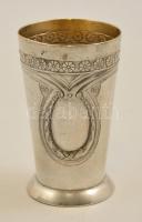 Wolkenstein und Glückselig ezüstözött fém pohár, jelzett, jó állapotban, belül aranyozott, m:10,5 cm