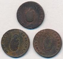 1763. Rézdénár "Mária Terézia / zárt korona" (3x) T:2-,3
Huszár: 1756., Unger III.: 1278