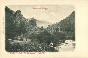 Rahó, Rakhiv; Berlebási völgy (Máramaros). Kiadja Berger Miksa / valley, riverside, cross