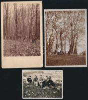 cca 1918-1960 Régi idők turistái, 12 db fotó, egy részük hátulján feliratozva, különböző méretben