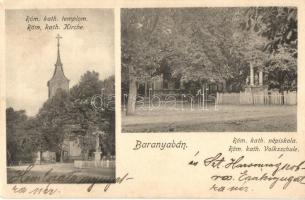 Baranyabán, Ban, Popovac; Római katolikus templom és népiskola / church and school (fl)