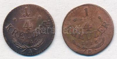 1816B 1/4kr Cu + Ausztria 1816A 1/4kr Cu T:2