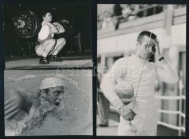 cca 1956-1970 Régi idők sportolói, 8 db sajtófotó, egy részük hátulján feliratozva, különböző méretb...
