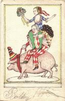 Clown couple on pig. B.K.W.I. 3095-2. s: Robert Philippi (EK)