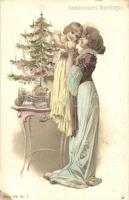 Karácsonyi üdvözlet / Christmas greeting art postcard. Serie 708. No. 1. litho